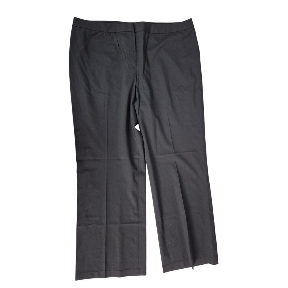 NWOT Lafayette 148 New York Menswear Black Wool Elastane Wide Leg Pants Sz 16 - Picture 2 of 7